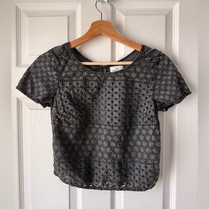 American Eagle Black Eyelet Crop Top